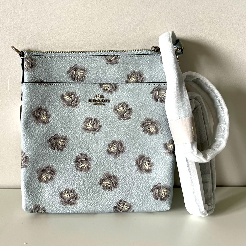 Light Blue With Grey Flowers.